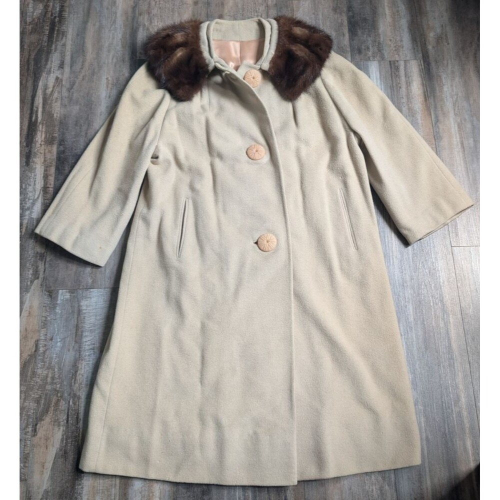 Vintage Shillito Cashmere 500 Long Peacoat Beige 100% Virgin (Read Description)